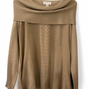 Jaclyn Smith Brown Cowl Neck Sweater Size Large